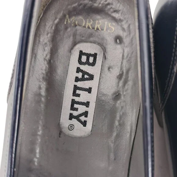 Vintage Bally Italy Navy Blue Leather Dress Shoes Mens 11.5 Penny Loafers Morris - Picture 11 of 11